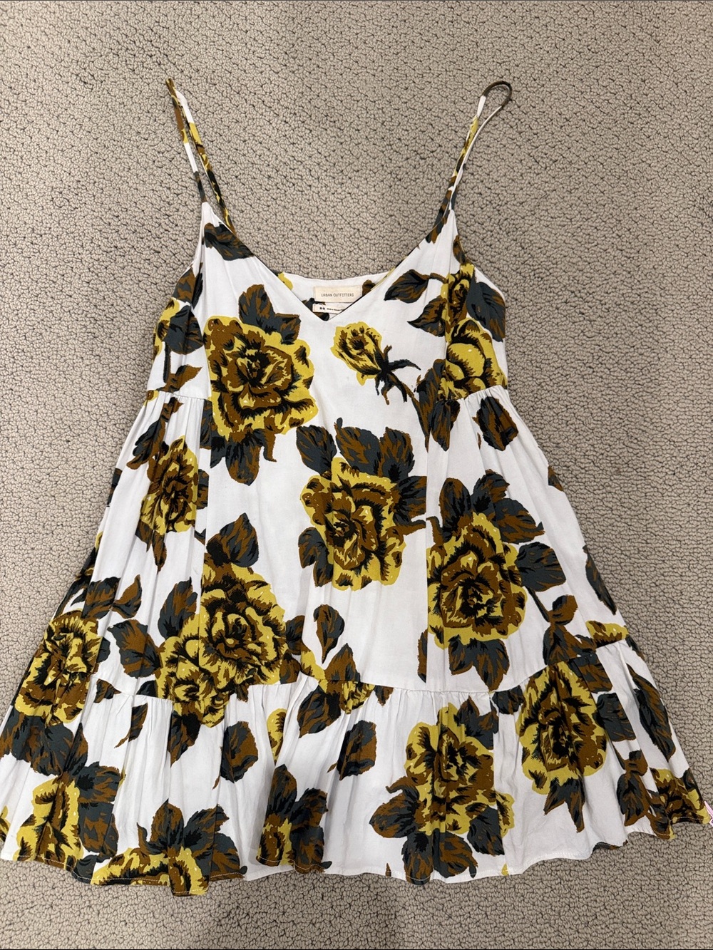 Urban Outfitters White Sundress with Yellow Rose Print